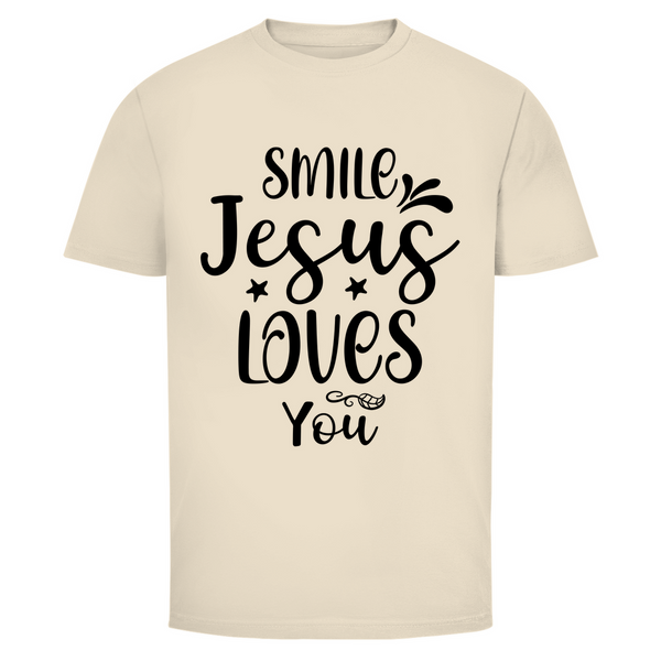 Herren T-Shirt smile jesus loves you