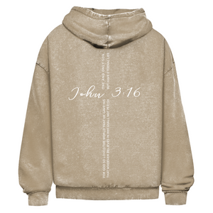 Oversize Washed Hoodie for god so loved the world john 3:16