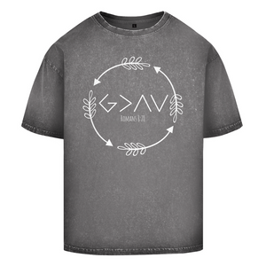 Oversize Washed T-Shirt god greater than highs lows romans 8:28