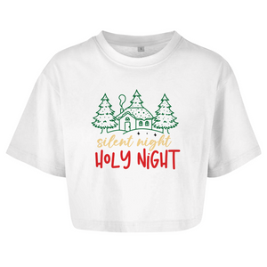 Damen Oversize Crop Top silent night holy night