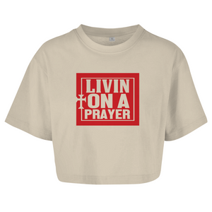 Damen Oversize Crop Top livin on a prayer