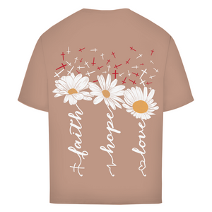 Oversize T-Shirt faith hope love blumen