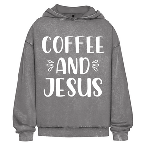 Oversize Washed Hoodie coffee and jesus