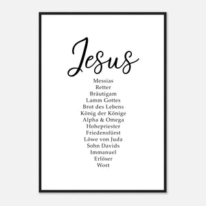 jesus namen 16.14 Poster mit Holzrahmen