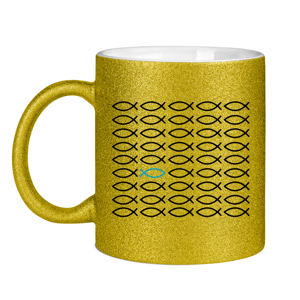 Glitzertasse Ichthys fisch christliches symbol