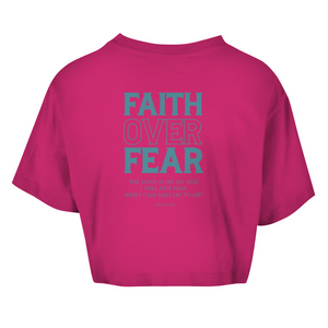 Damen Oversize Crop Top faith over fear psalm 118:6