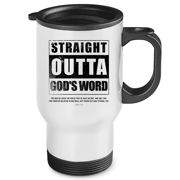 Edelstahl-Thermobecher straigh outta god's word john 3:16