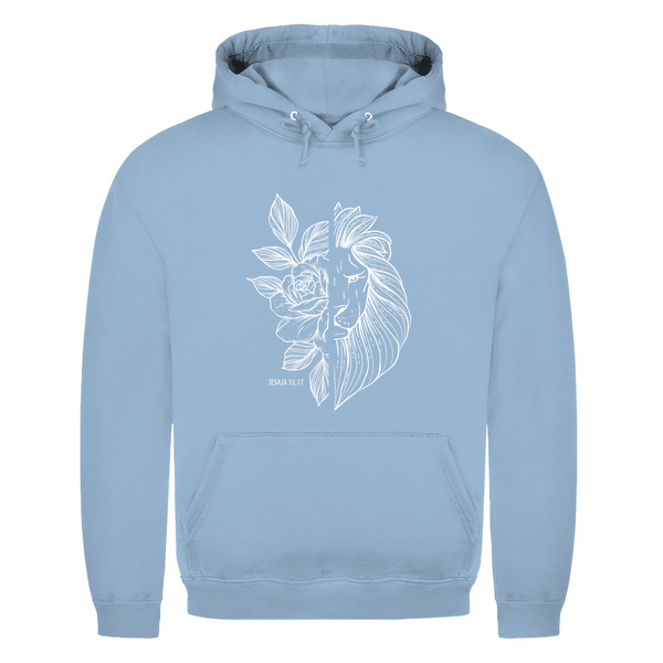 Herren Hoodie Blume Löwe jesaja 33,17