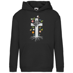 Kinder Hoodie Kreuz Blumen