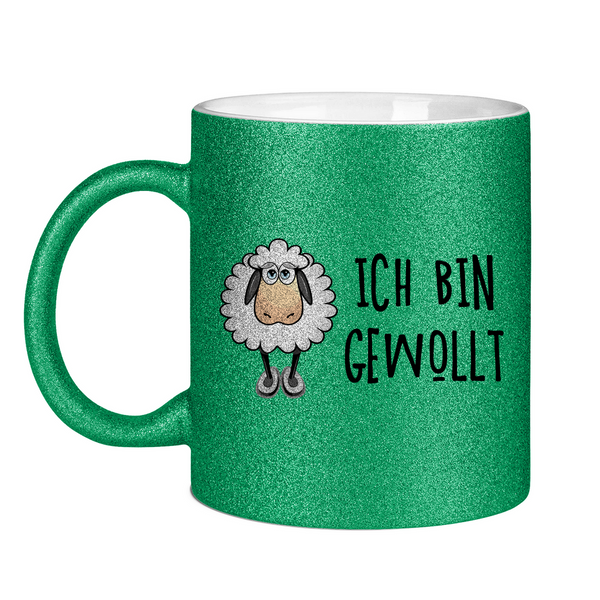 Glitzertasse schaf ich bin gewollt