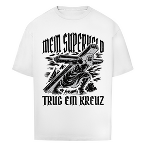 Oversize T-Shirt mein superheld trug ein kreuz