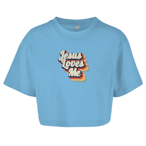 Damen Oversize Crop Topjesus loves me