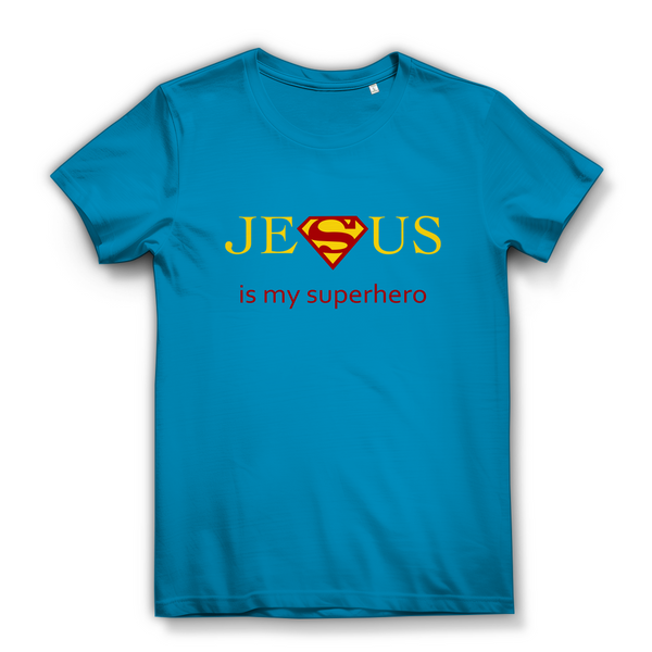 Damen Bio T-Shirt jesus is my superhero