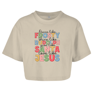 Damen Oversize Crop Top give like santa love like jesus