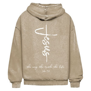 Oversize Washed Hoodie the way the truth the life john 14:6