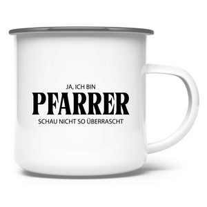 Emaille Tasse ja, ich bin pfarrer