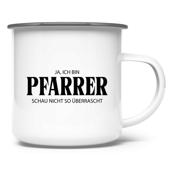 Emaille Tasse ja, ich bin pfarrer