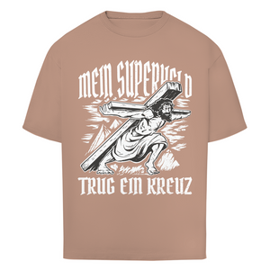 Oversize T-Shirt mein superheld trug ein kreuz