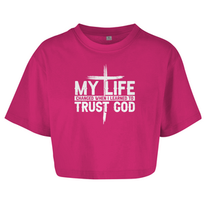 Damen Oversize Crop Top when i learned to trust god