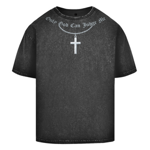 Oversize Washed T-Shirt only god can judge me